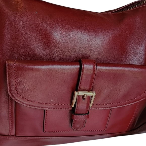 Coach Dark Red Wine Leather Charlie Hobo Purse Bag #57133E - Picture 4 of 11